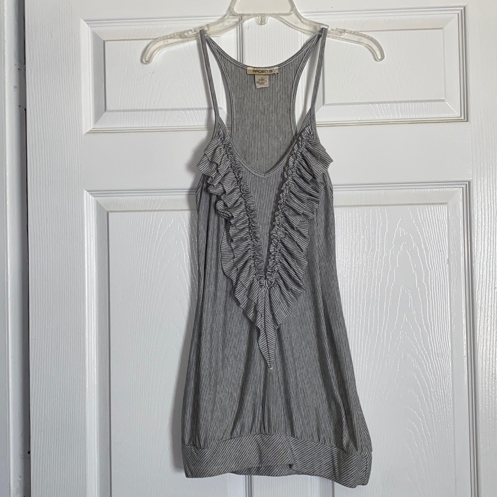 Arden B Grey & White Striped Tank Top